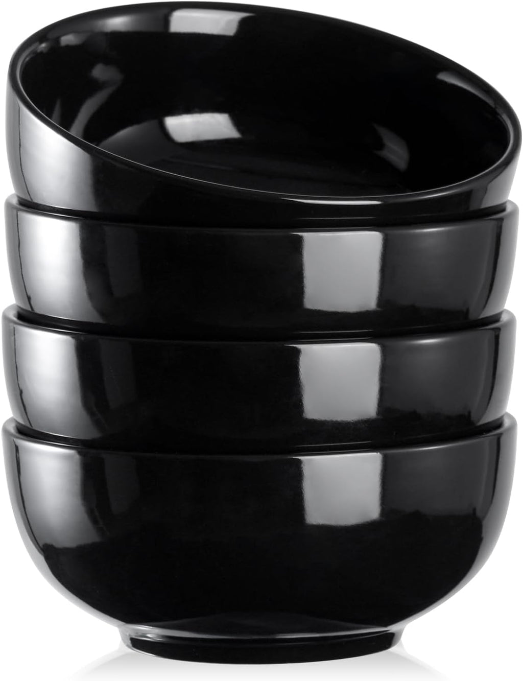 DOWAN 22 OZ Ceramic Soup Bowls & Cereal Bowls - 6" Classic Bowls Set of 4 for Soup  Cereal  Oatmeal  Fruit  Rice - Dishwasher & Microwave Safe (Black)